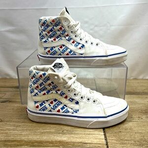 Vans Off The Wall I Love My Vans White Sneakers High Tops Womens Size 6‎